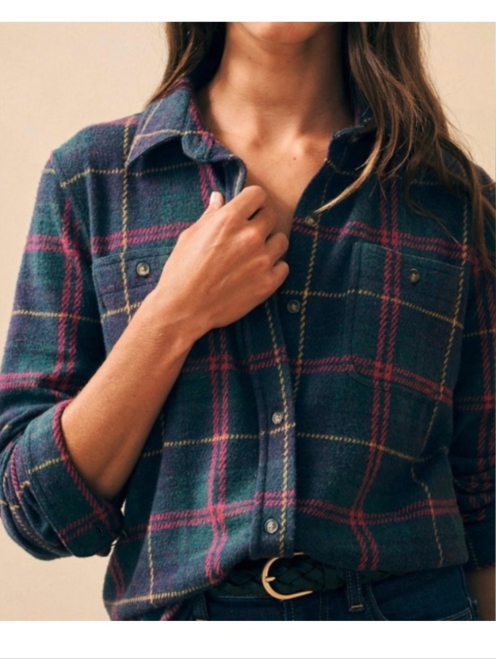 Faherty Women's Legend Sweater Shirt Size Small Outer Limits Plaid Shacket Soft. - Picture 2 of 12